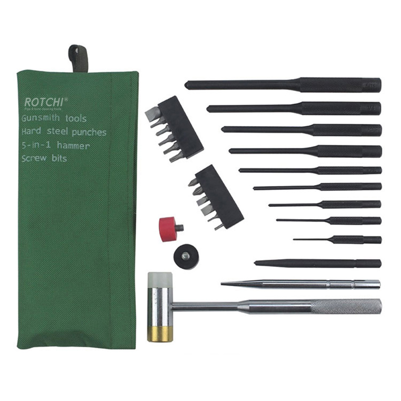 Платнена торба Gunsmith Punches Kit со чекан и шрафови