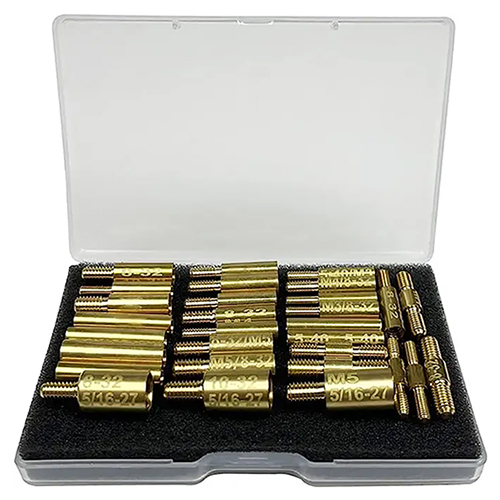 Адаптери за фитинг за шипки за чистење пиштоли 30 парчиња пакет 5-40 8-32 10-32 5/16-27 M3 M4 M5 навои во машки и женски приклучок за прачка